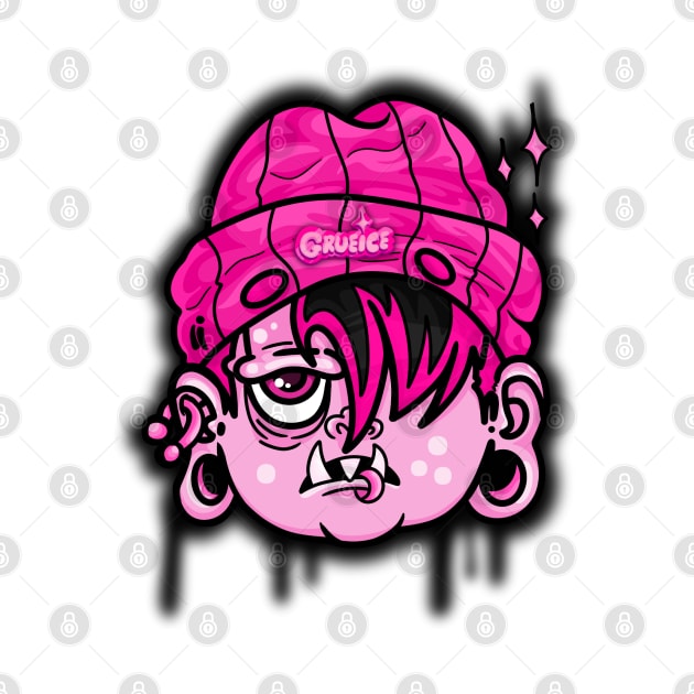 Emo Cartoon Monster Pink Design by GRUEICE