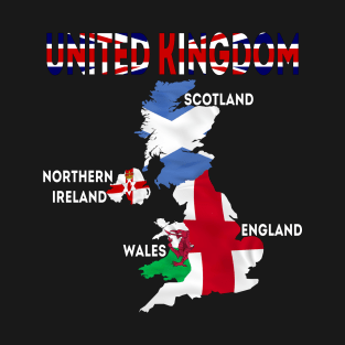 union jack flag, united kingdom flag map, england flag map, scotland flag map, northern ireland flag map, wales flag map, scotland flag map T-Shirt