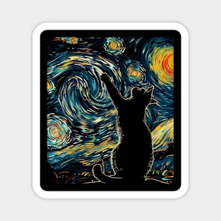 Cat Starry Night Fantasy Magnet