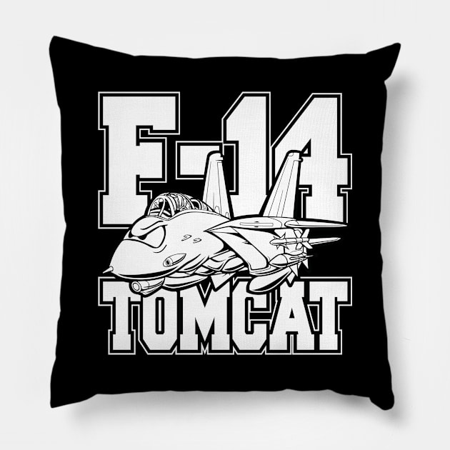 F-14 Tomcat Classic Fighter Jet Aircraft Cartoon Pillow by hobrath