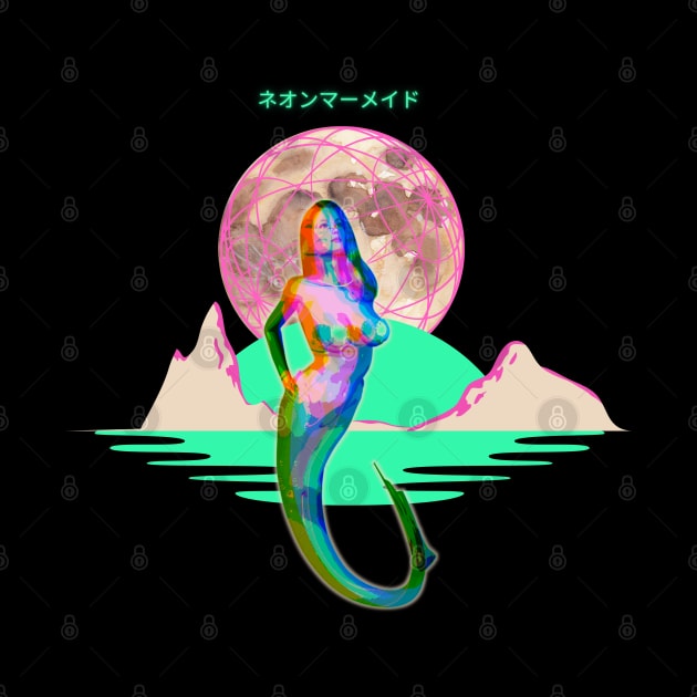 Glitchart Mermaid Vaporwave Aesthetic by Shirt Vibin