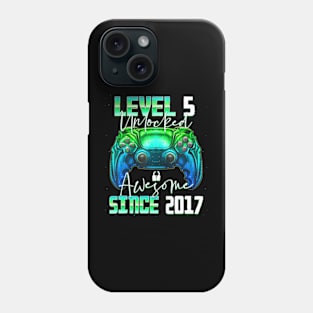 Level 5 Unlocked Awesome Since 2017 5Th Birthday Gaming Phone Case