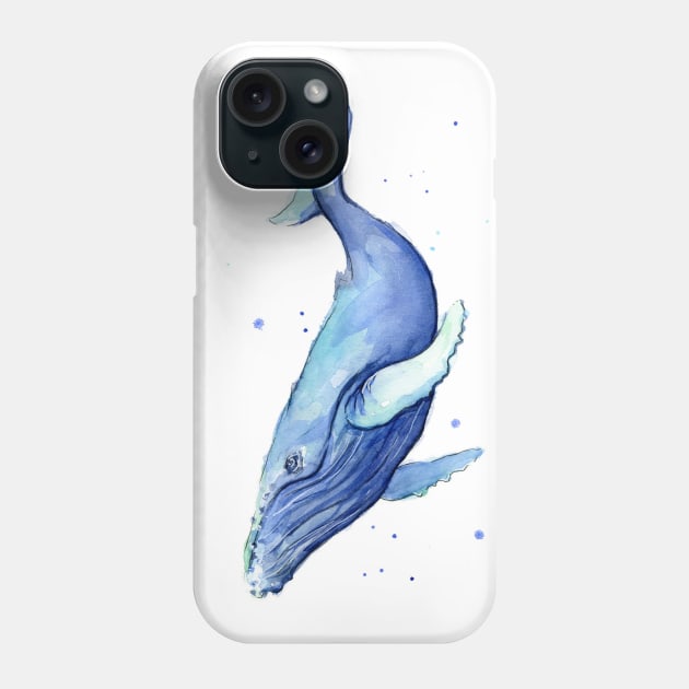 Humpback Whale Watercolor Phone Case by Olechka