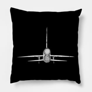 English Electric Lightning jet fighter aircraft rear view monochrome Pillow