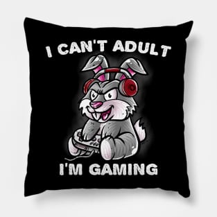 I Cant Adult Im Gaming Rabbit Nerd Gamer Bunny Geek Pillow