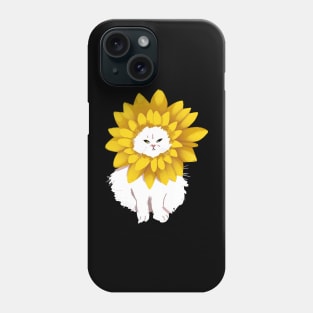 Sunflower grumpy white cat Phone Case