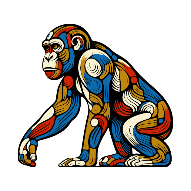 Pop art monkey illustration. cubism illustration of monkey by gblackid