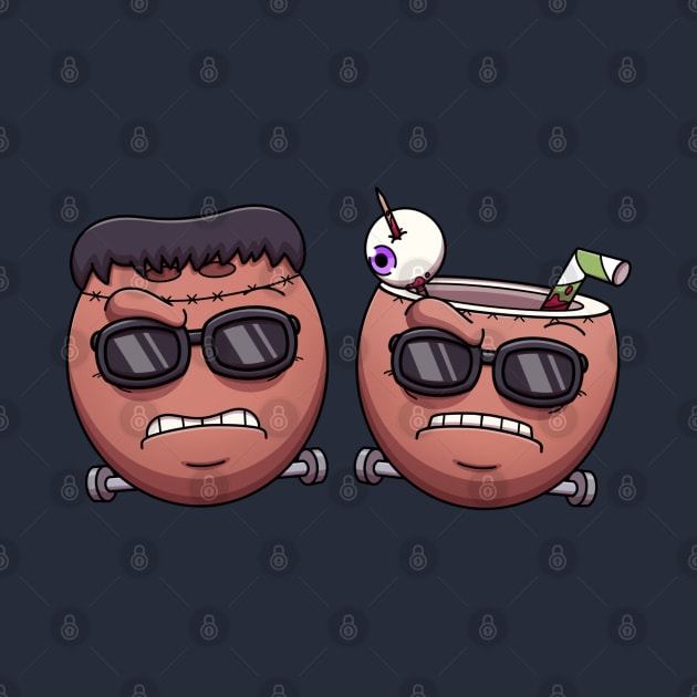 Cool Coconut Frankenstein Monster Faces by TheMaskedTooner