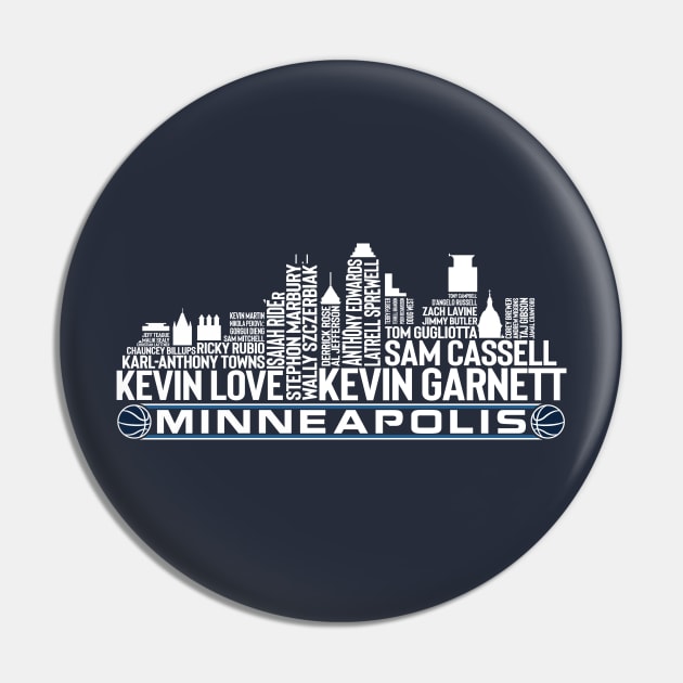 Minnesota Basketball Team All Time Legends, Minneapolis City Skyline Pin by Legend Skyline