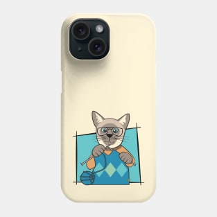 Knitting Siamese Cat Phone Case