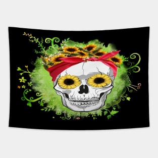 sunflowers lover skull Tapestry