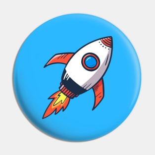 Rocket cartoon icon, vector illustration. Pin