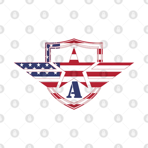 Letter A American Flag Monogram Initial by A Zee Marketing