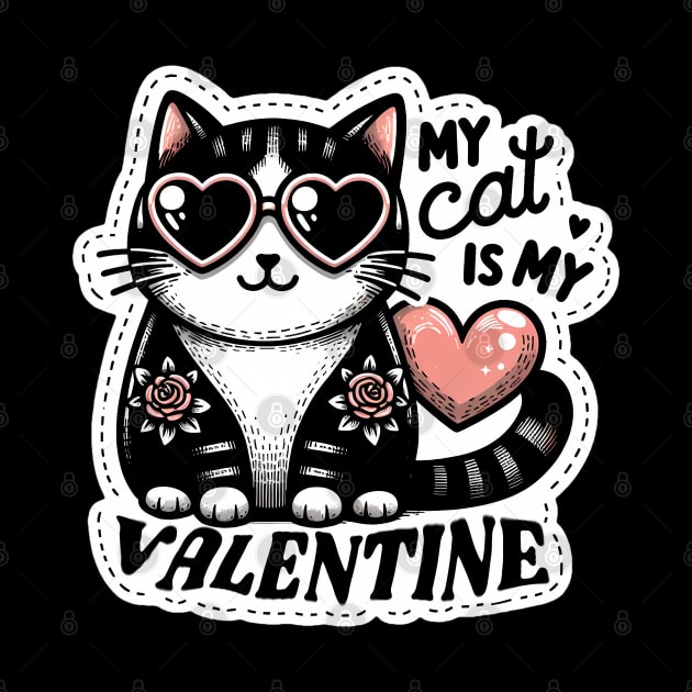 My Cat is My Valentine - Cute Cat in Heart Sunglasses by ANSAN