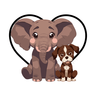 Elephant and Dog Friends T-Shirt