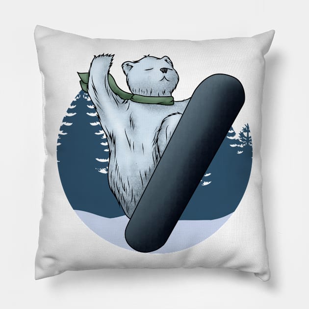 Polar bear as Snowboarder with Snowboard Pillow by Markus Schnabel