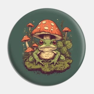 Cute frog with mushrooms Pin