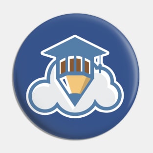 Pencil cloud sticker logo design. Education logo concept. Cloud education logo vector, cloud and pencil sticker design icon. Pin