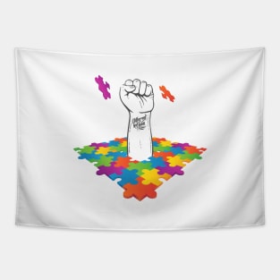 'Different Not Less' Autism Awareness Shirt Tapestry