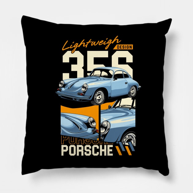 Porsche 356 Memorabilia Pillow by Harrisaputra