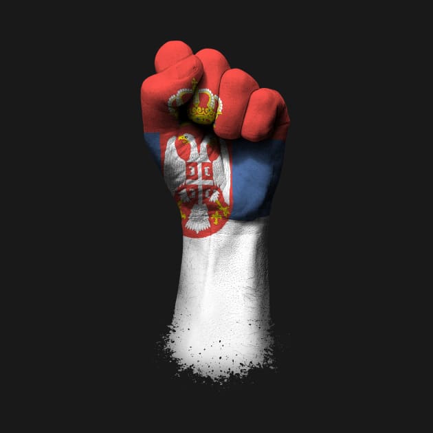 Flag of Serbia on a Raised Clenched Fist by jeffbartels