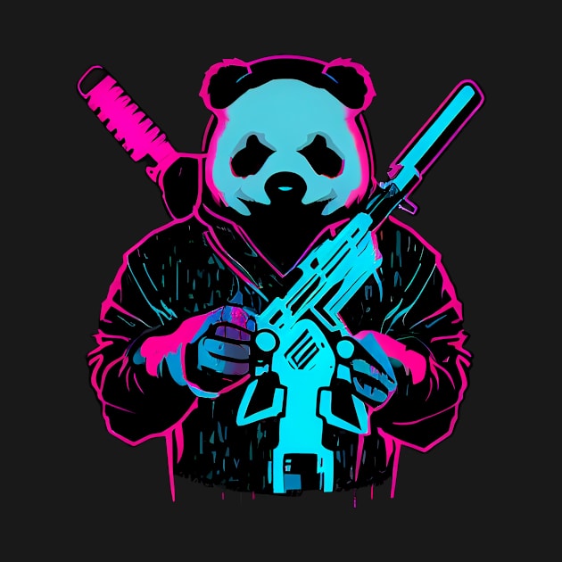 Cyberpunk Cyborg Panda With Guns by Bam-the-25th