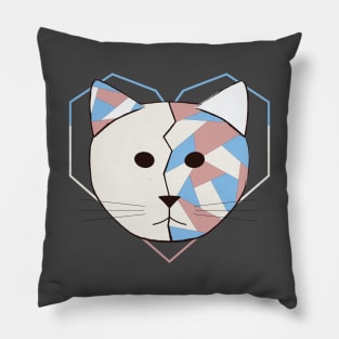 White Geometric Cat Pillow