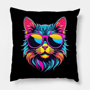 Cool Neon Cat (Small Version) Pillow