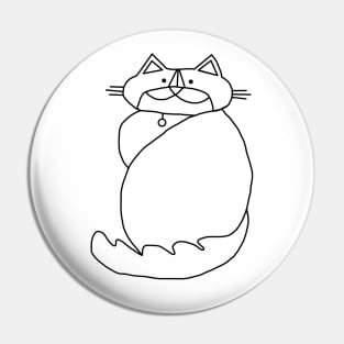 Kevin the Cat Black Line Drawing Pin