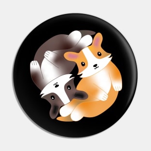 Kawaii Aesthetic Yin Yang Corgi Balance Symbol Pin