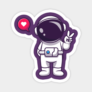 Cute Astronaut - Spaceman Peace Sign Magnet