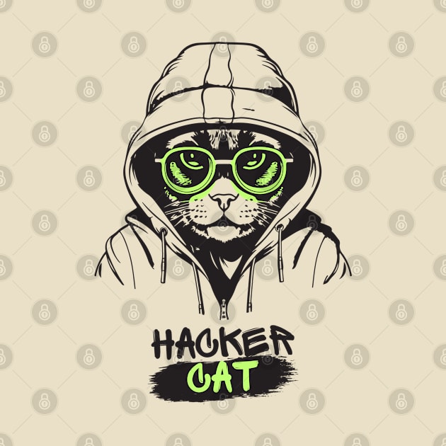 Hacker Cat Funny by Riyo