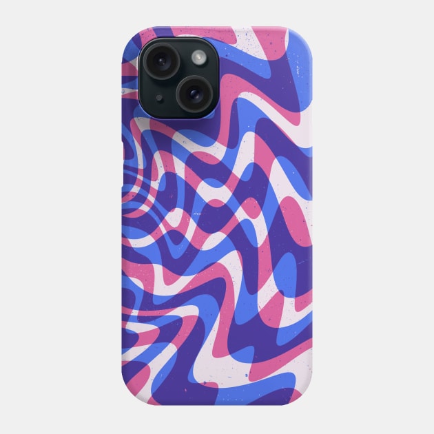 70s Retro Abstract Pink and Blue texture Phone Case by Trippycollage