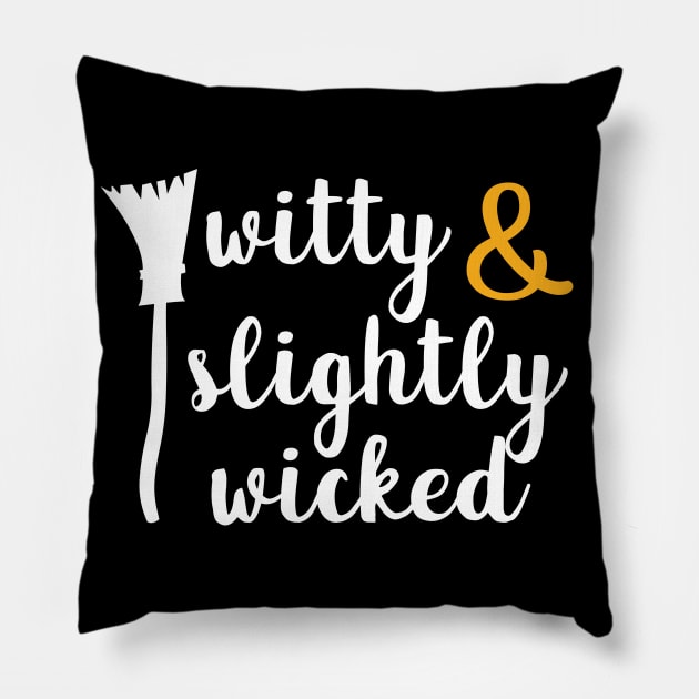 Funny Halloween for Witty and Slightly Wicked Witches Pillow by HungryDinoDesign