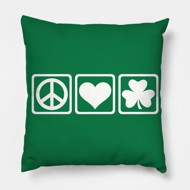 Peace love Shamrock Pillow by Designzz