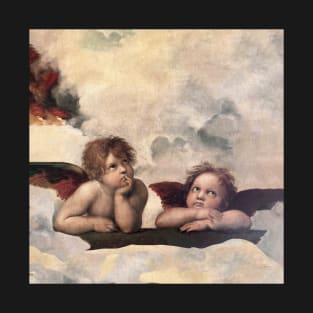 Raphael Cherubs, Sistine Chapel, Bored Angels, Baroque Cupid Fine Art Painting,The Sistine Madonna, Renaissance, Gift, Vatican,Cherub T-Shirt