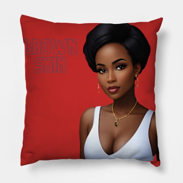 Brown Skin Melanin Poppin Pillow by Brown Skin Garms By Urmajes-Tees 