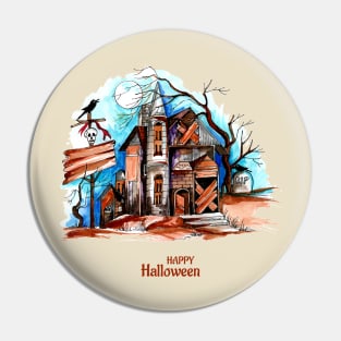 Halloween Spooky House Pin