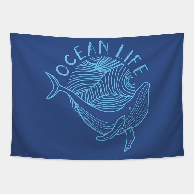Ocean Life Whale Line art Tapestry by SSSD