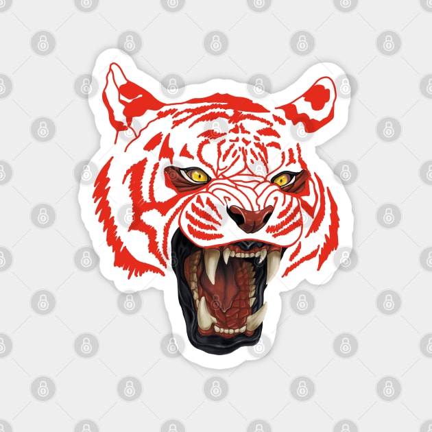 Red exotic tiger Magnet by Dugleidy Santos
