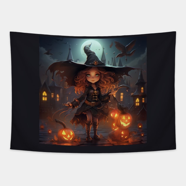 Happy halloween witch Tapestry by NumberOneEverything