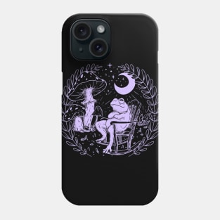 Goblincore Aesthetic Cottagecore Frog waiting for mushrooms to grow - Mycology Shrooms Phone Case