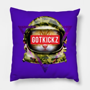 GOTKICKZ (Kitty in Space Green Camo Edition) Pillow