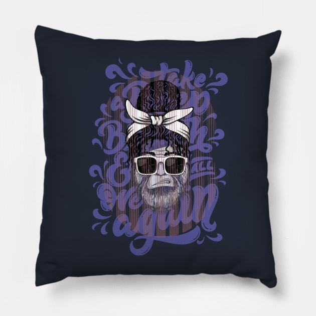 Beard glasses graffiti style Pillow by Greenmillion