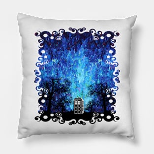 Lonely Blue phone box art painting Pillow