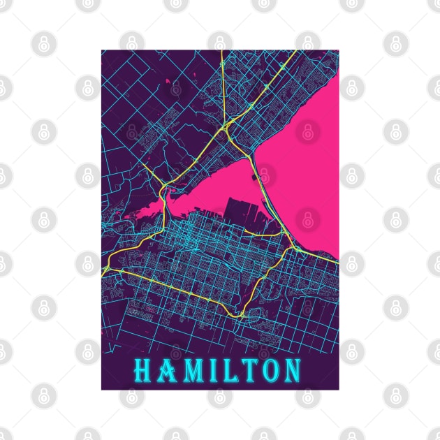 Hamilton Neon City Map by tienstencil