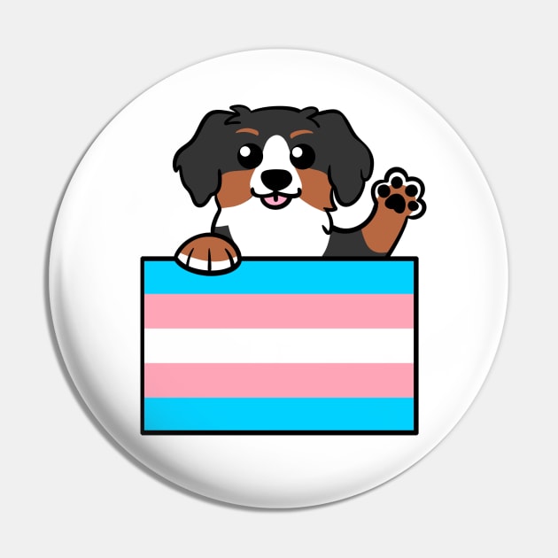 Love is Love Puppy - Bernese Trans Pride Flag Pin by LittleGreenHat