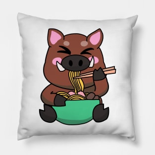 Anime Kawaii Ramen Eating Wild Boar Japanese Noodles Pillow