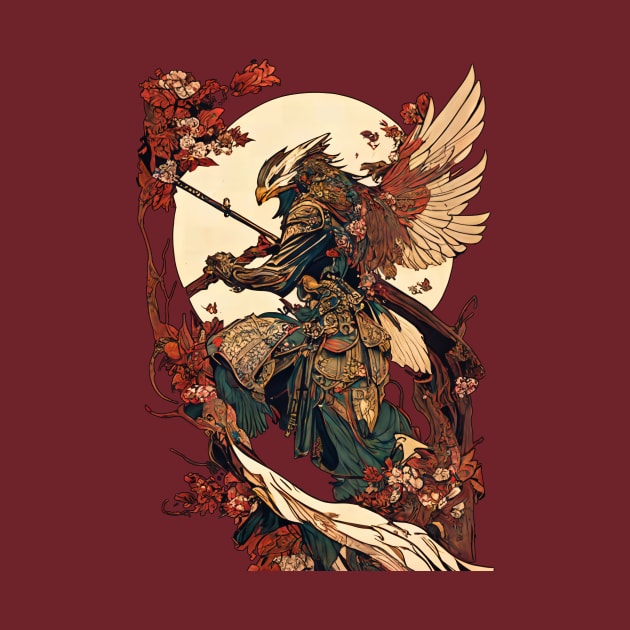 Eagle Warrior Samurai Vintage Art Nouveau by entwithanaxe