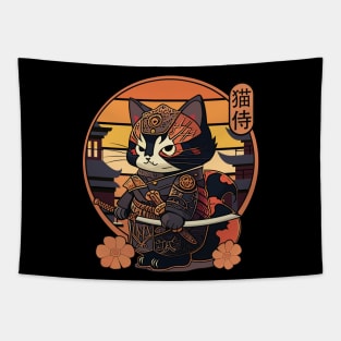 Samurai Cat Tattoo, Kawaii Ninja Cat Tapestry